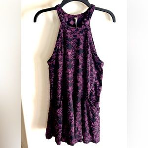 $118 Free People Purple Amelia Knit Boho Halter Mini Dress